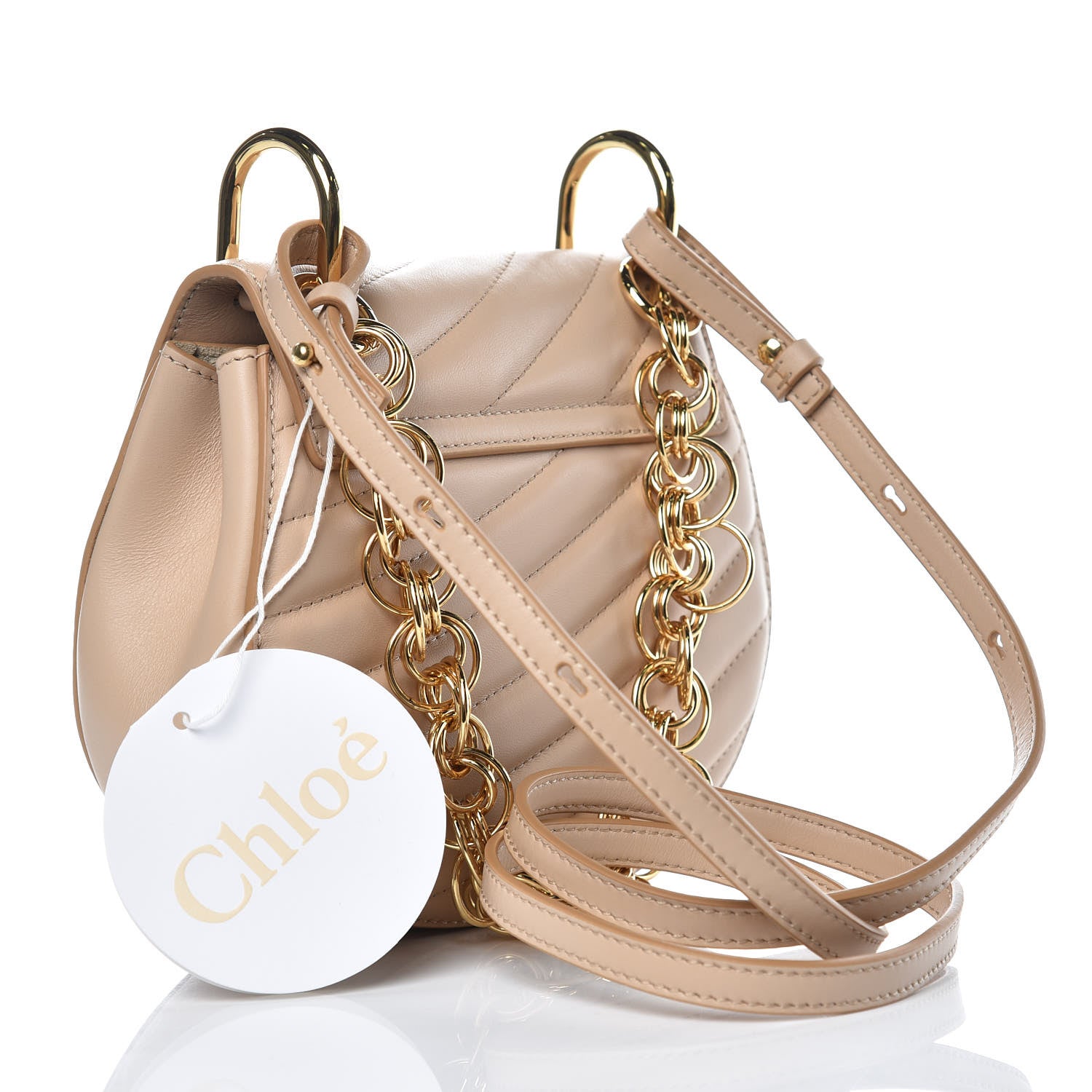 Chloe Calfskin Quilted Mini Drew Bijou Shoulder Bag Pearl Beige 3 of 9