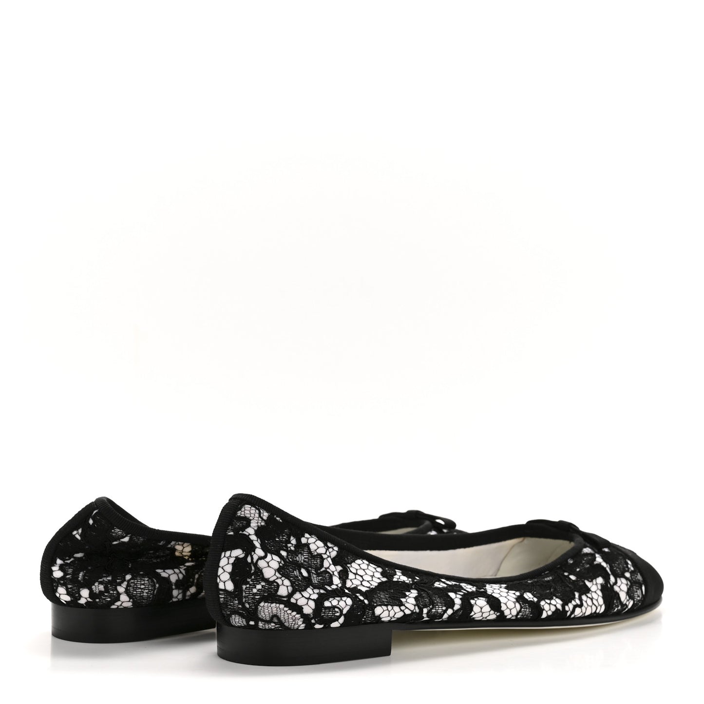 Lace Grosgrain Cap Toe CC Ballerina Flats 40 Black