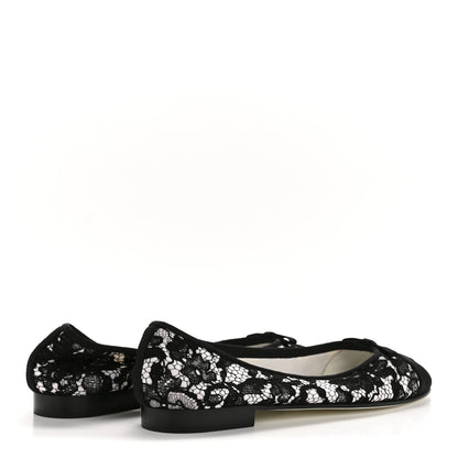 Chanel Lace Grosgrain Cap Toe CC Ballerina Flats 40 Black 5 of 9