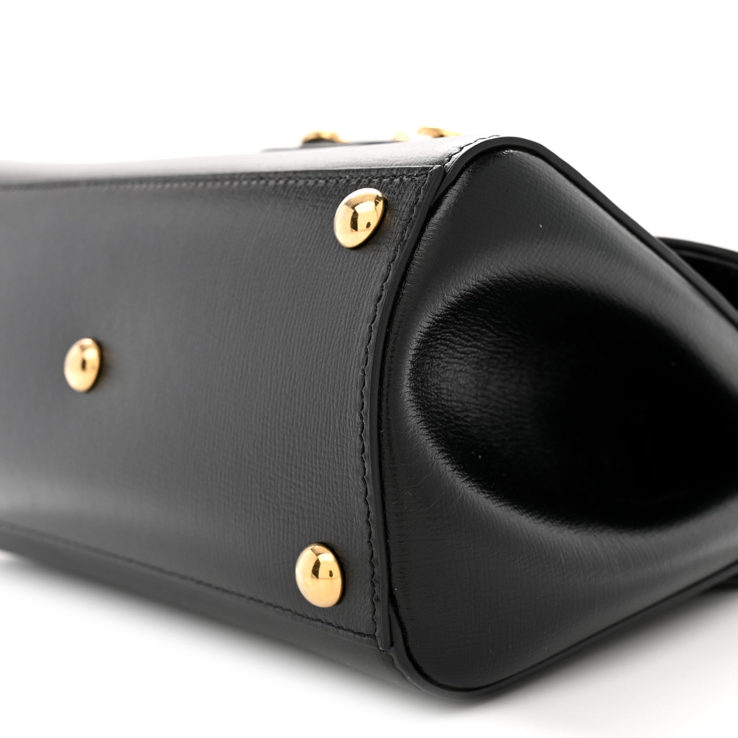 Glazed Textured Calfskin Mini Horsebit 1955 Top Handle Flap Bag Black