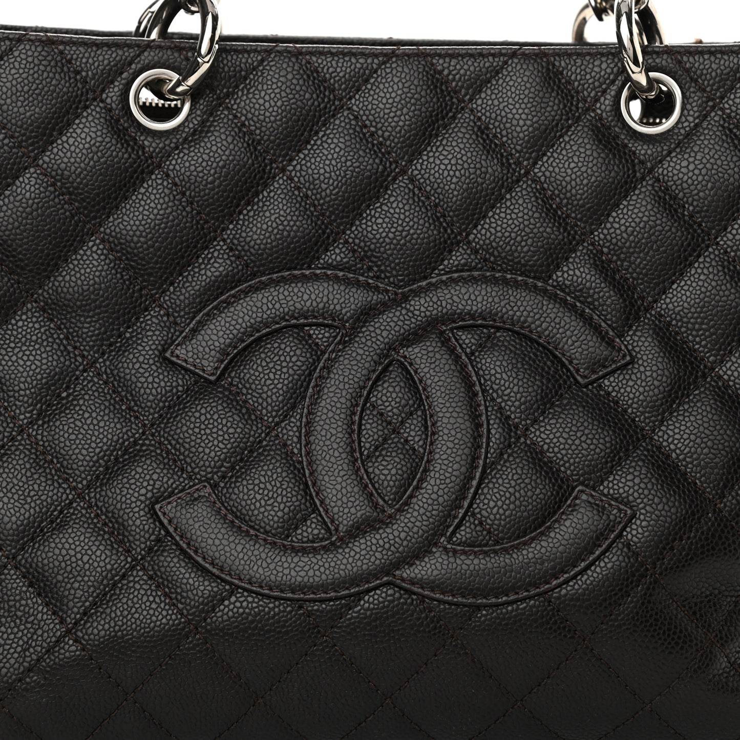 Caviar Quilted Grand Shopping Tote GST Dark Brown