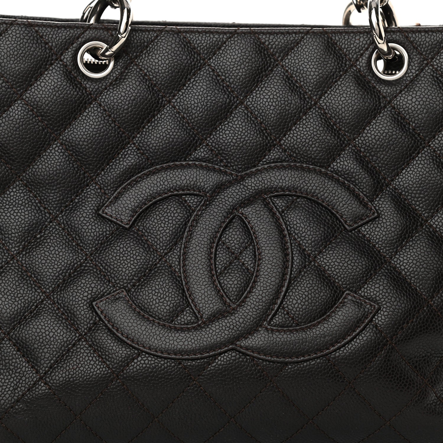 Chanel Caviar Quilted Grand Shopping Tote GST Dark Brown 8 of 13