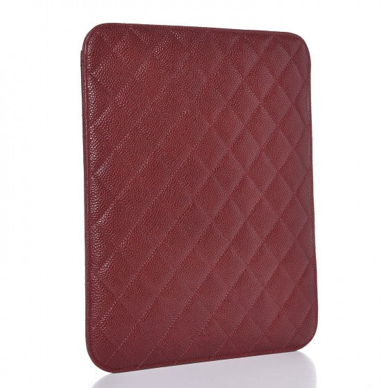Caviar Quilted iPad Case Dark Red