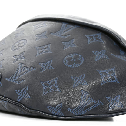 Louis Vuitton Calfskin Monogram Shadow Discovery Bumbag PM Navy Blue 9 of 9