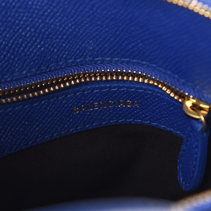 Balenciaga Signature Grained Calfskin Logo XXS Ville Top Handle Bag Bleu Roi White 6 of 9