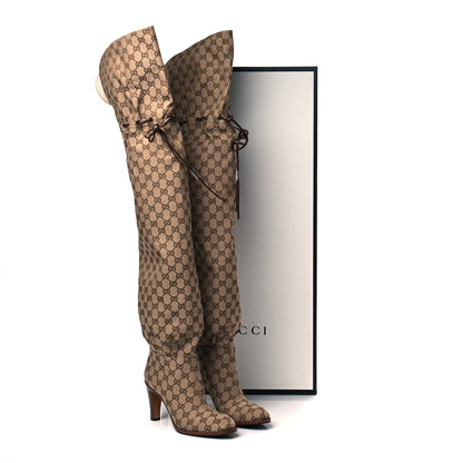 Gucci Monogram Over the Knee Boots 39.5 Beige Ebony 7 of 7