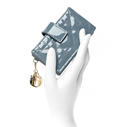 Christian Dior Patent Cannage Lady Dior 5 Gusset Card Holder Cloud Blue 2 of 9
