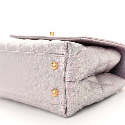 Chanel Iridescent Caviar Quilted Mini Coco Handle Flap Light Pink 10 of 10