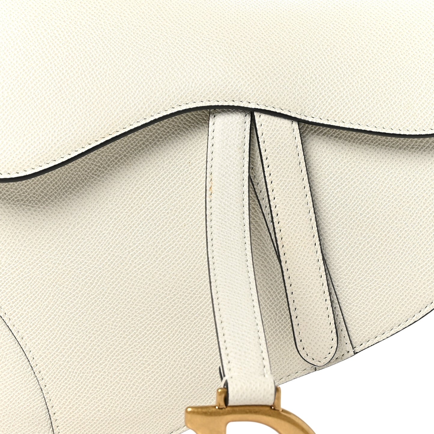 Grained Calfskin Saddle Bag White