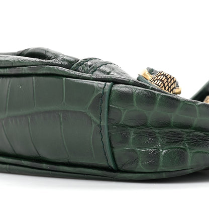 Balenciaga Extra Supple Calfskin Crocodile Embossed Mini Le Cagole Purse With Chain Forest Green 9 of 10