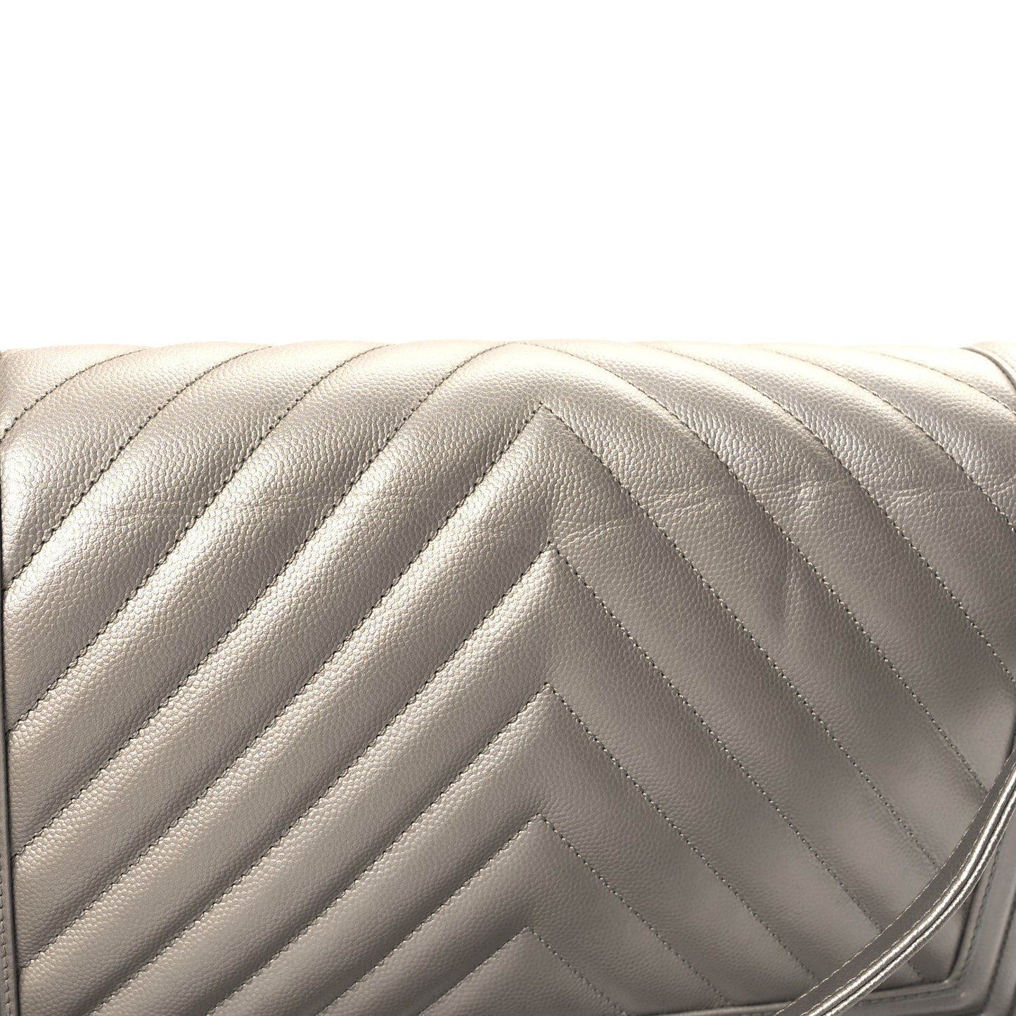 Metallic Caviar Chevron Quilted New Medium Boy Flap Silver