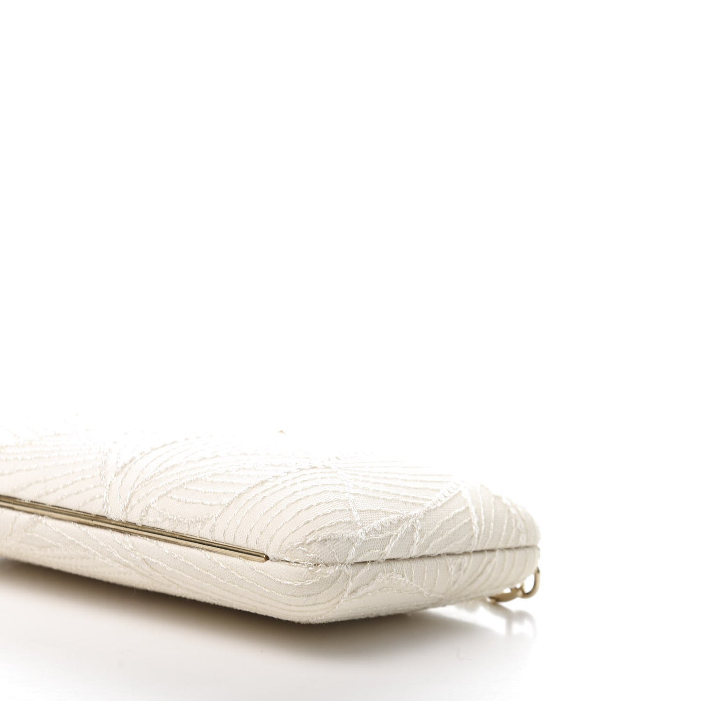 Suede Sequin Embroidered Ellipse Clutch Ivory