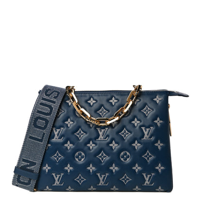 Louis Vuitton Lambskin Embossed Monogram Coussin PM Denim Blue 1 of 12