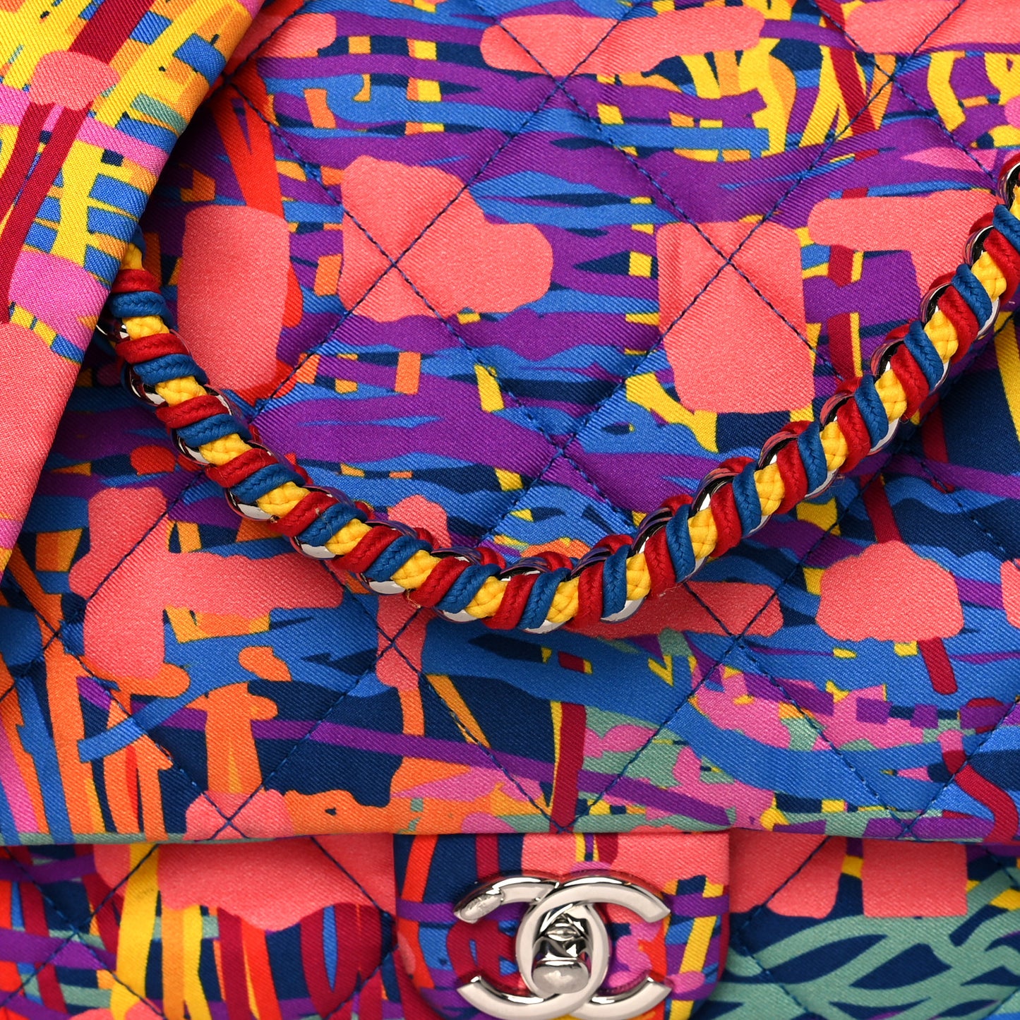 Foulard Fabric Quilted Printed Flap Pink