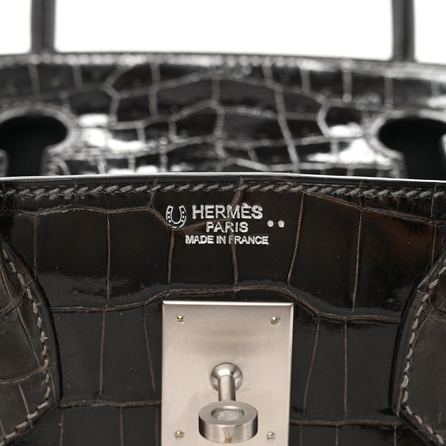 Hermes Shiny Niloticus Crocodile Horseshoe Birkin 30 Graphite 6 of 11