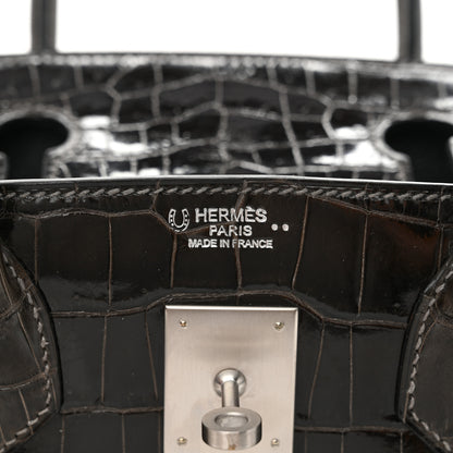 Hermes Shiny Niloticus Crocodile Horseshoe Birkin 30 Graphite 6 of 11