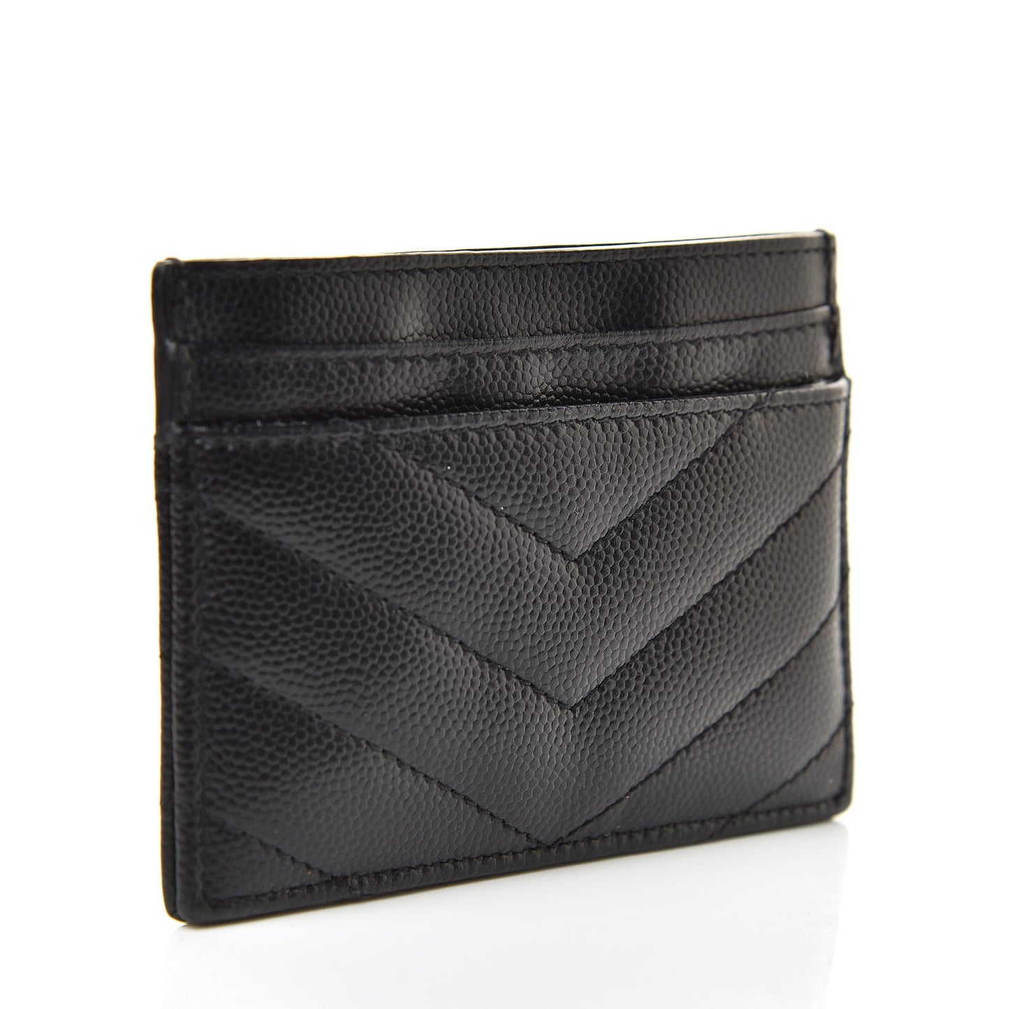 Grain De Poudre Matelasse Chevron Monogram Credit Card Case Black