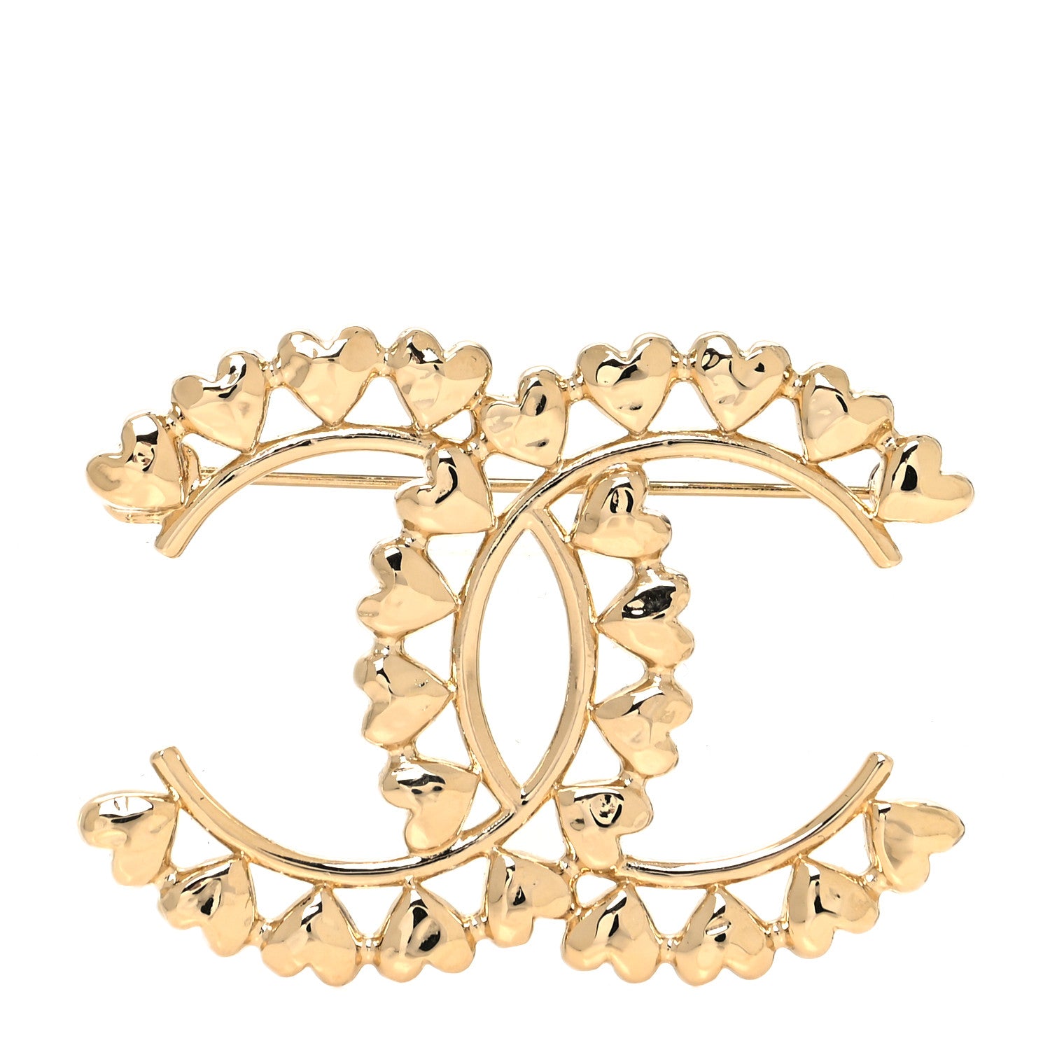 Chanel Metal CC Heart Brooch Gold 1 of 4