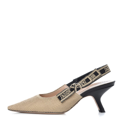 Christian Dior Natural Canvas Ribbon J'Adior Slingback 65mm Pumps 36 Black Cream 1 of 15