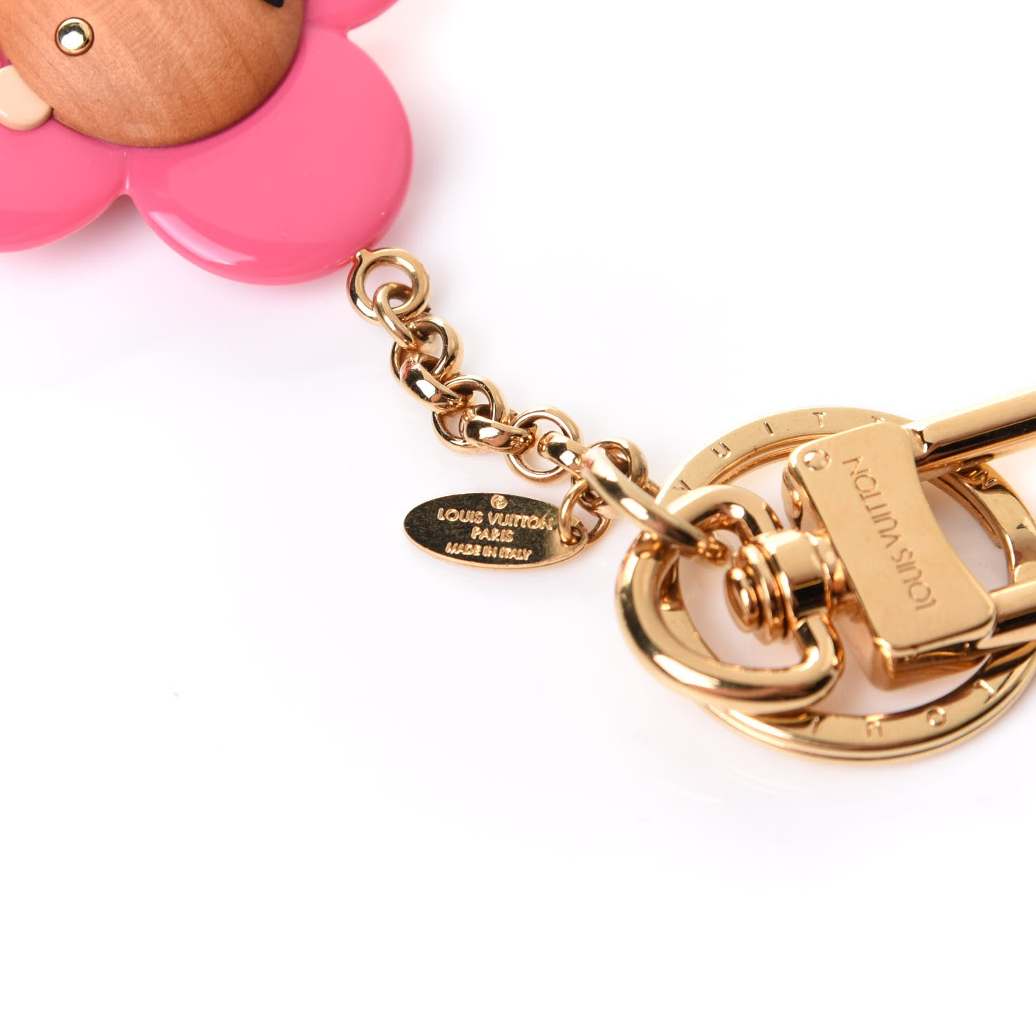 Louis Vuitton Resin Wood Vivienne Bag Charm Pink 4 of 5