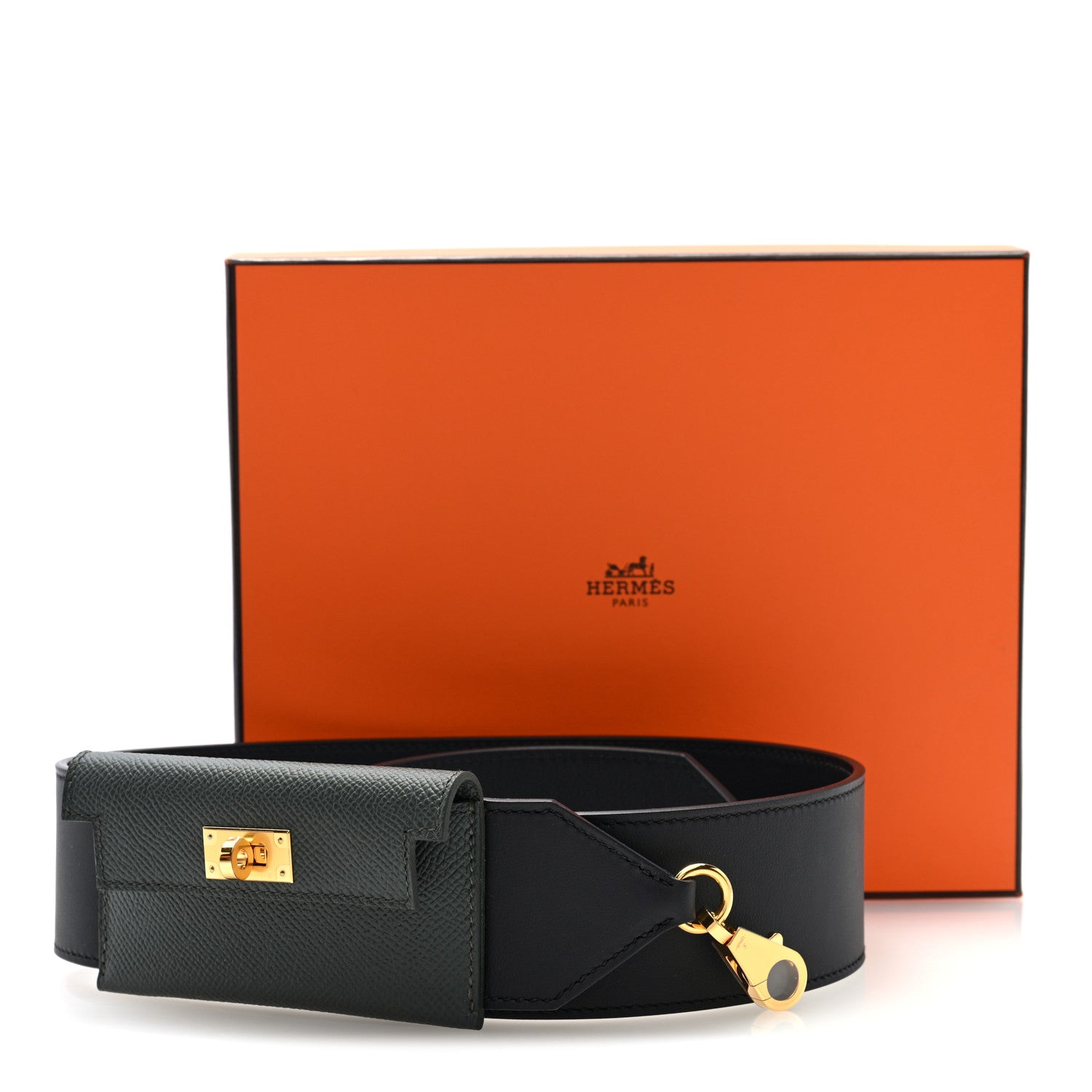 Hermes Swift Epsom Pocket Kelly Shoulder Strap Black Vert Mangrove 5 of 5
