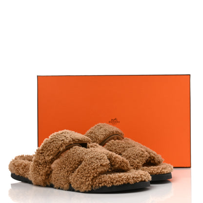 Hermes Woolskin Mens Chypre Sandals 43 Beige Gobi 8 of 8