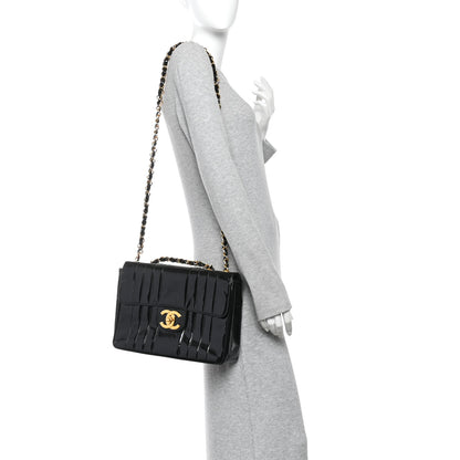 Chanel Patent Vertical Quilted Jumbo Single Flap Black 2 of 11