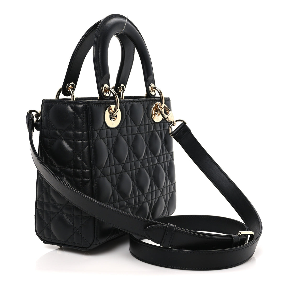 Christian Dior Lambskin Cannage Small Lady Dior With Strap Black 3 of 11