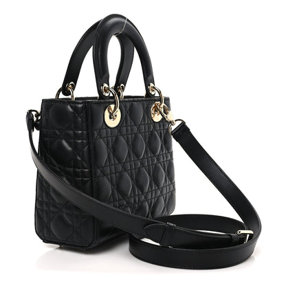 Christian Dior Lambskin Cannage Small Lady Dior With Strap Black 3 of 11