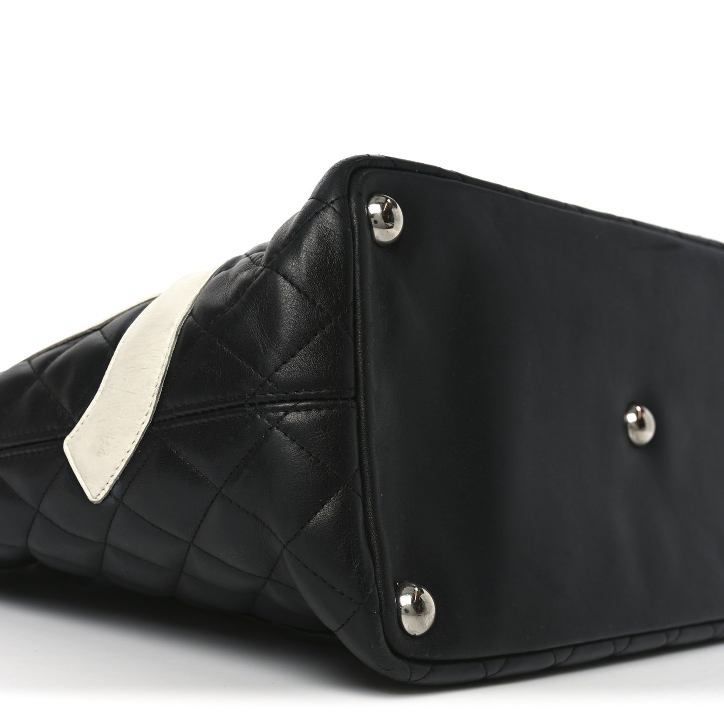 Calfskin Quilted Large Cambon Tote Black White