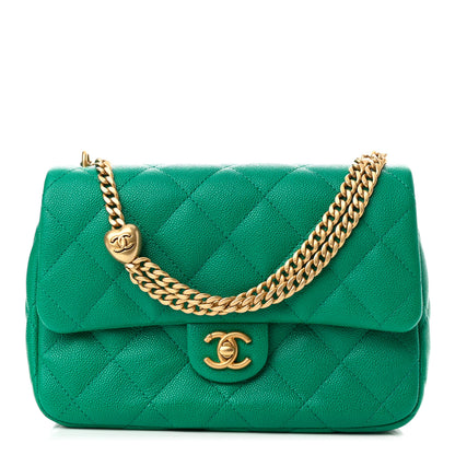 Chanel Caviar Quilted Sweetheart Flap Green 1 of 11