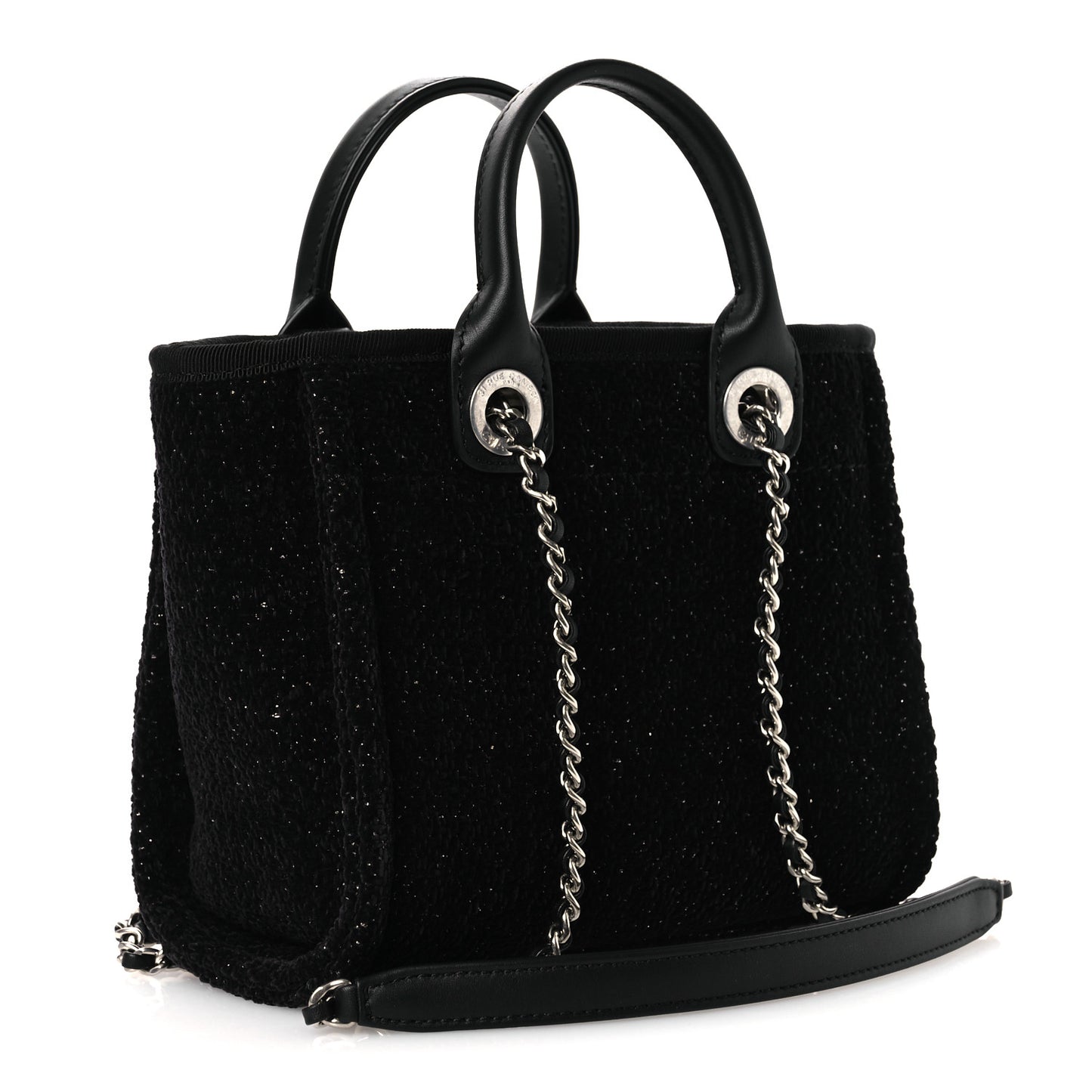 Lurex Canvas Mini Deauville Tote Black
