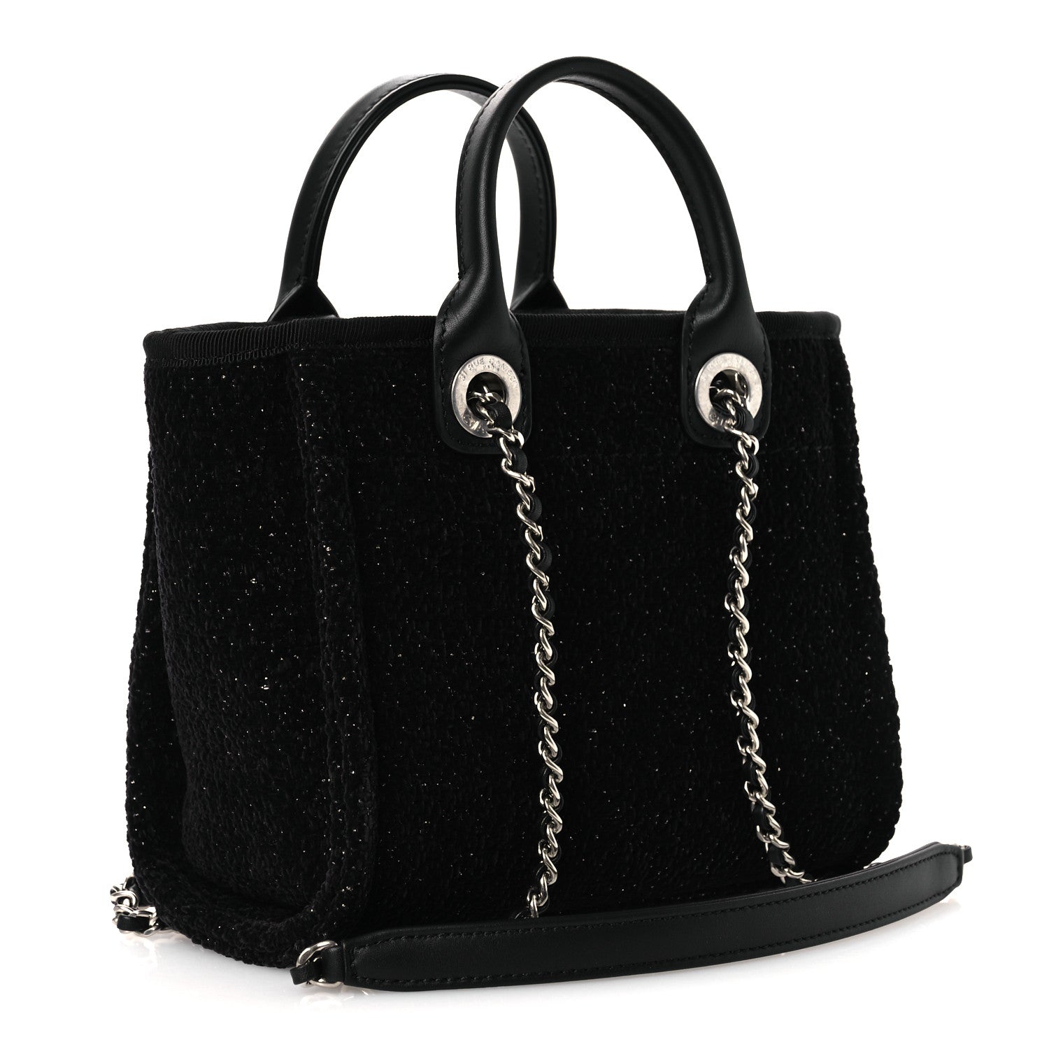 Chanel Lurex Canvas Mini Deauville Tote Black 3 of 12