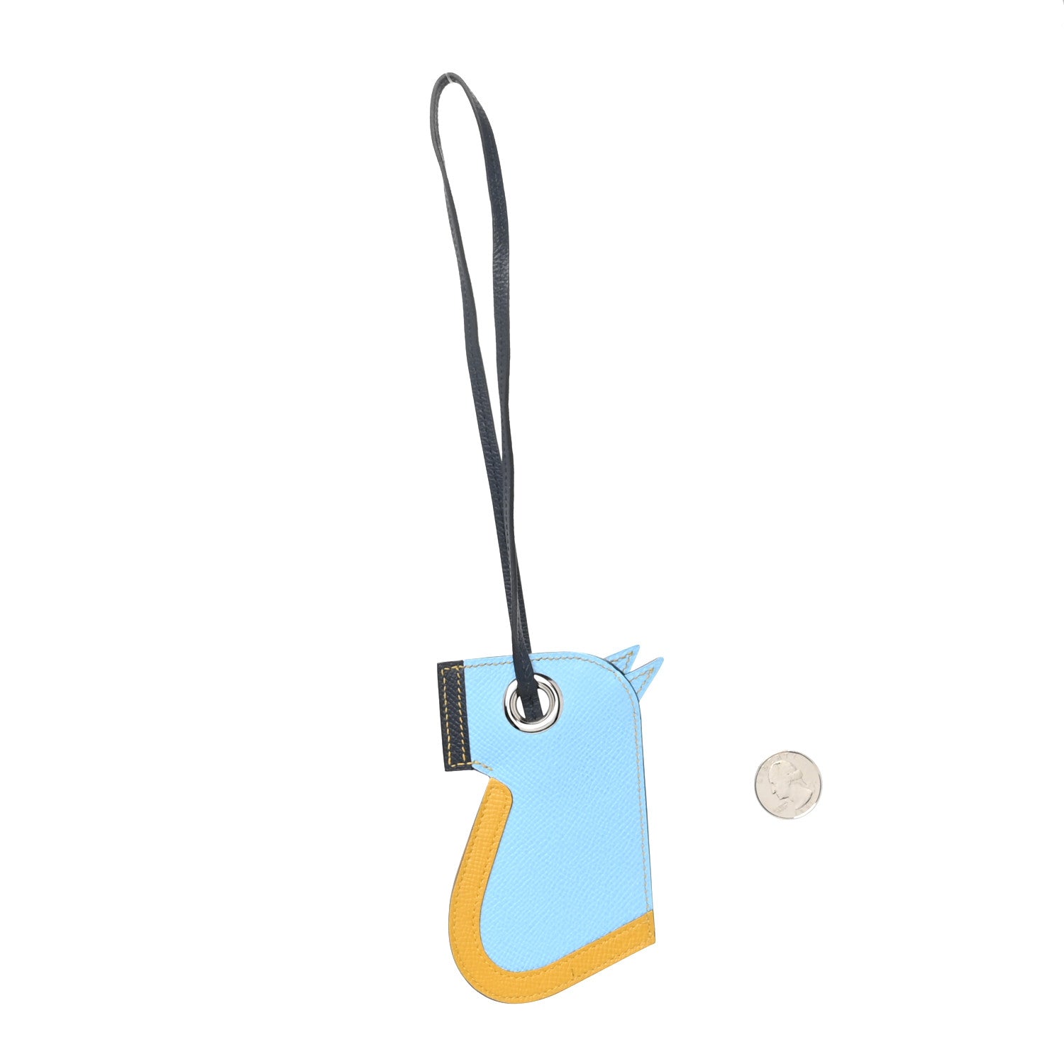 Hermes Epsom Camail Key Holder Bleu Celeste Jaune Ambre Bleu Indigo 2 of 3