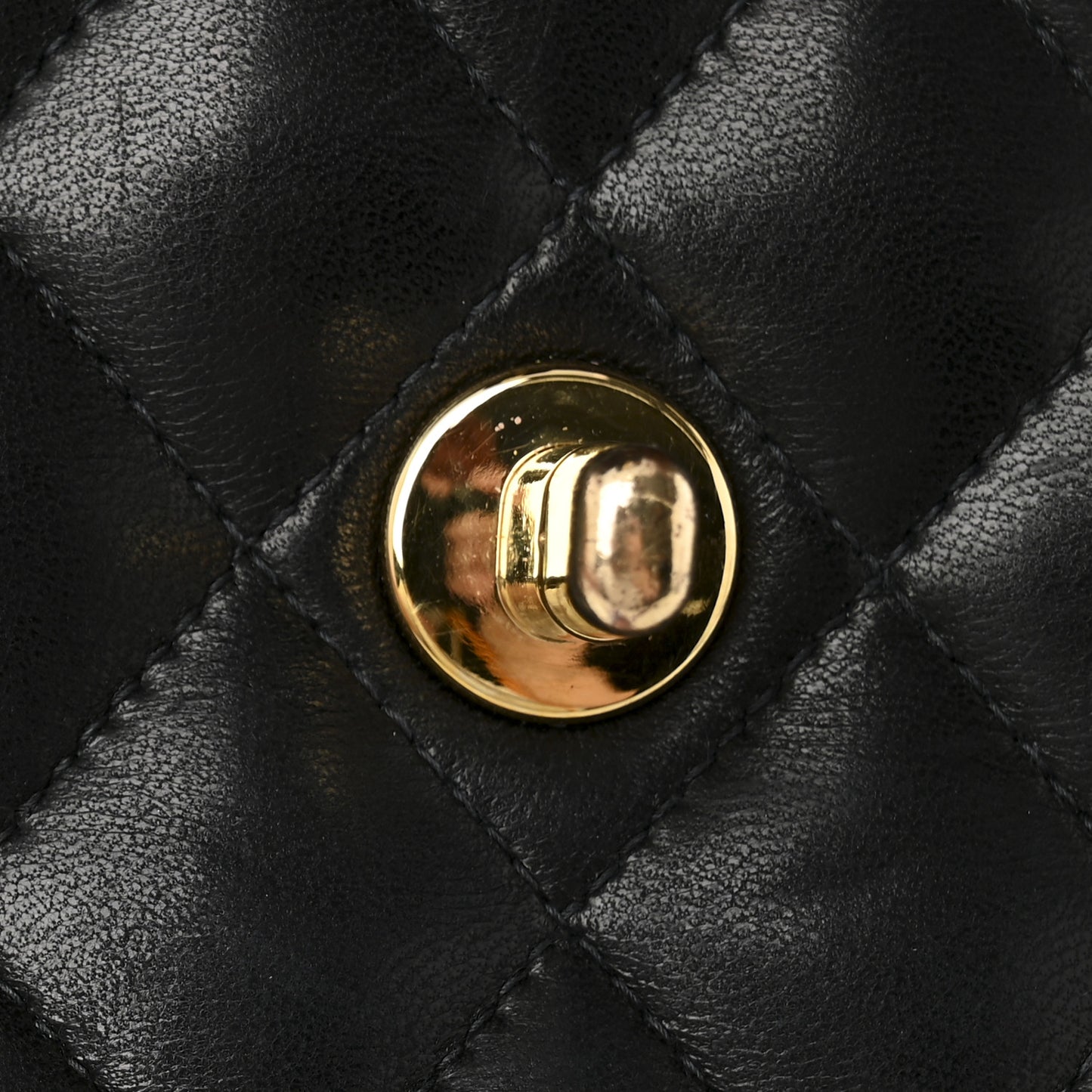 Lambskin Quilted Medium Double Flap Black