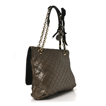 Lanvin Crackled Metallic Lame Quilted Happy Partage Bag Gold 5 of 17
