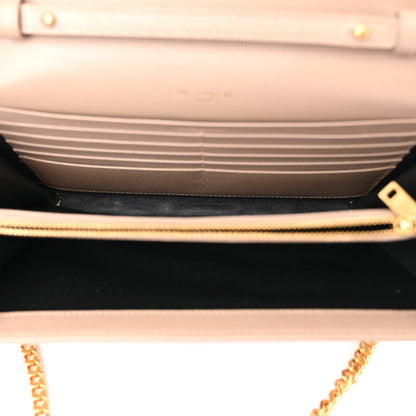 Saint Laurent Grain De Poudre Matelasse Chevron Monogram Chain Wallet Dark Beige 5 of 11