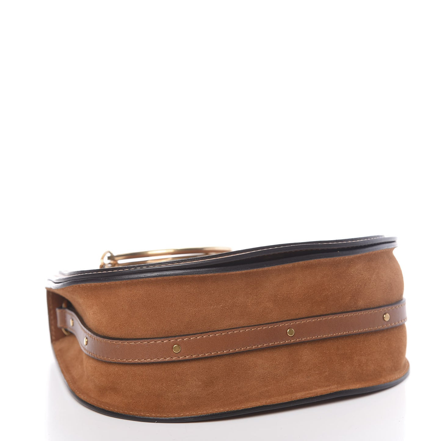 Calfskin Suede Medium Nile Bracelet Bag Caramel