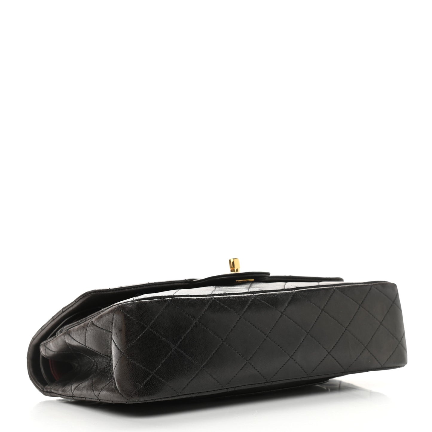 Lambskin Quilted Medium Double Flap Dark Brown