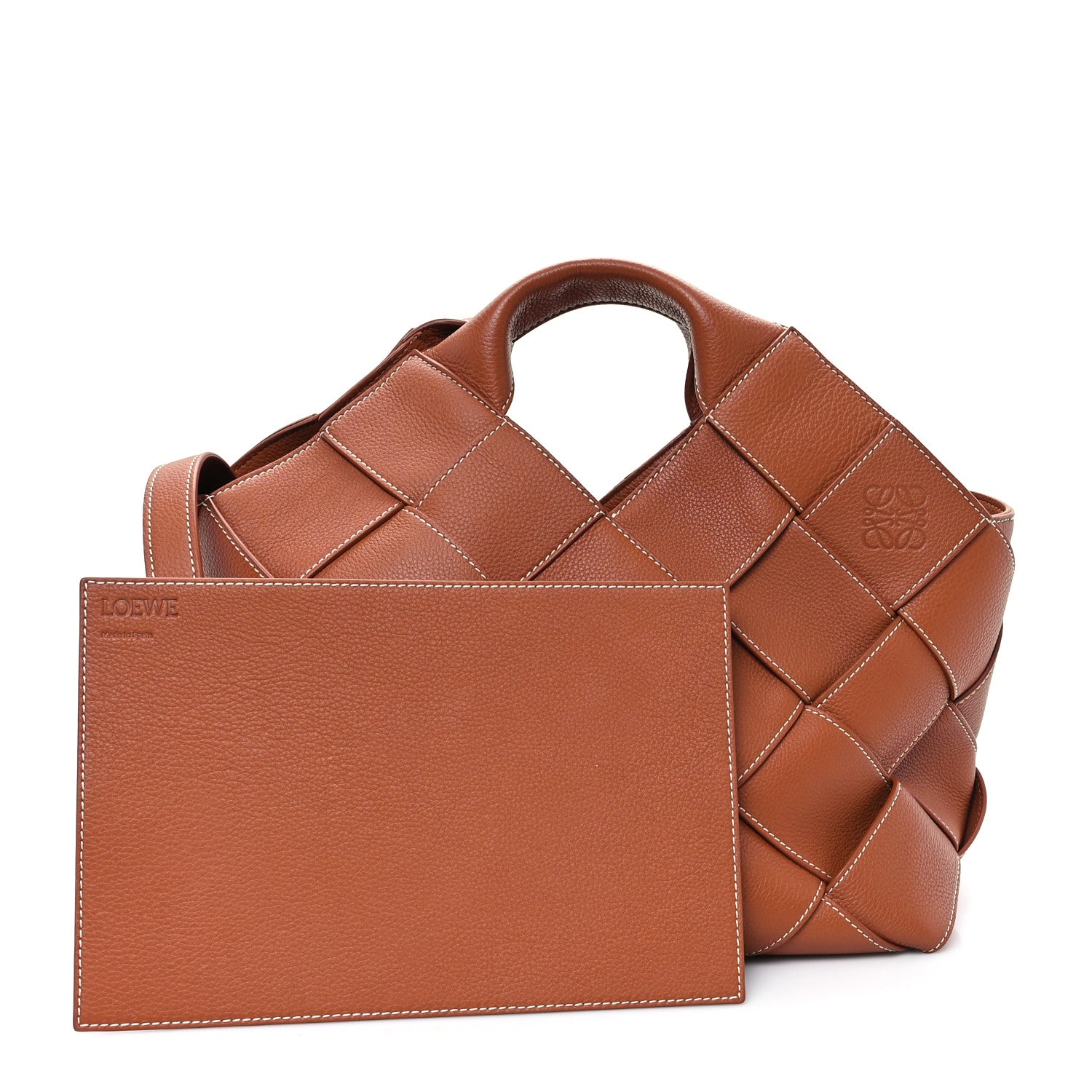 Loewe Soft Grained Calfskin Woven Basket Bag Tan 3 of 11