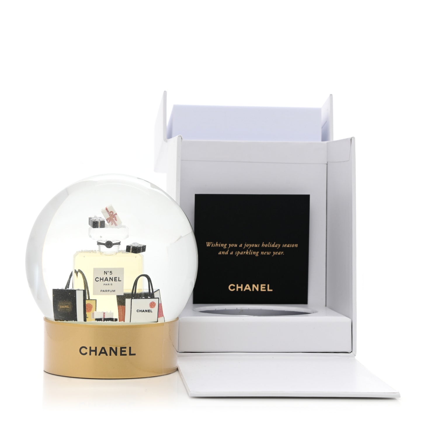 Glass N°5 Perfume Bottle Snow Globe