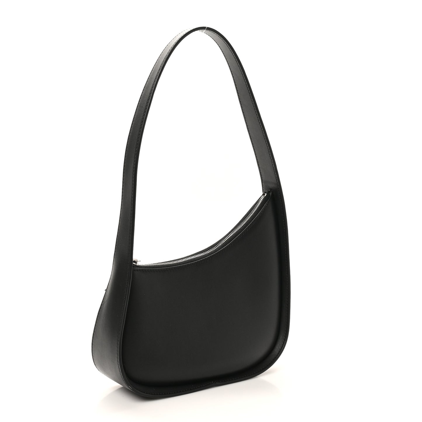 Smooth Calfskin Half Moon Shoulder Bag Black