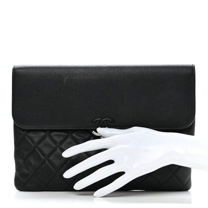 Chanel Goatskin Quilted CC Box Pouch Black 2 of 12