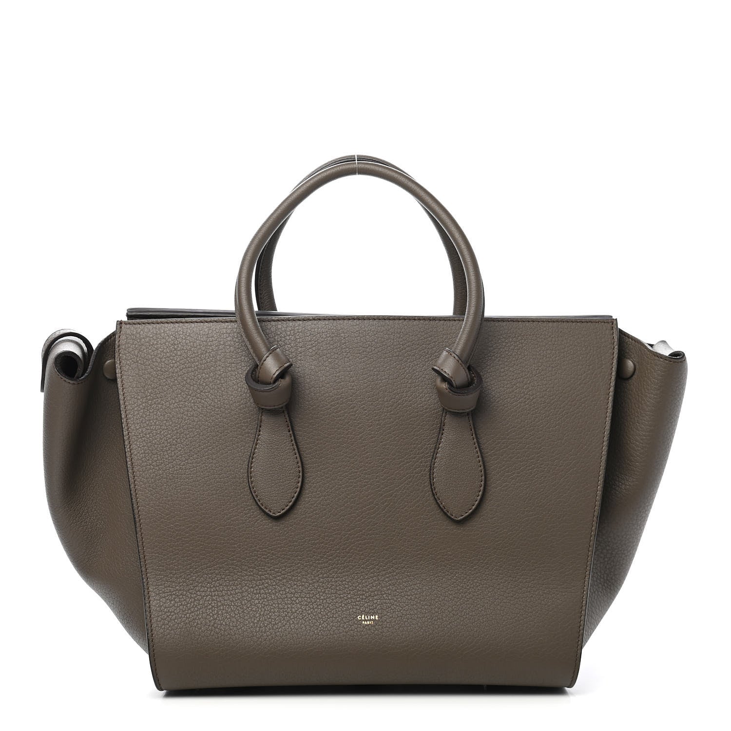 Celine Crisped Calfskin Small Tie Knot Tote Dark Khaki 3 of 9