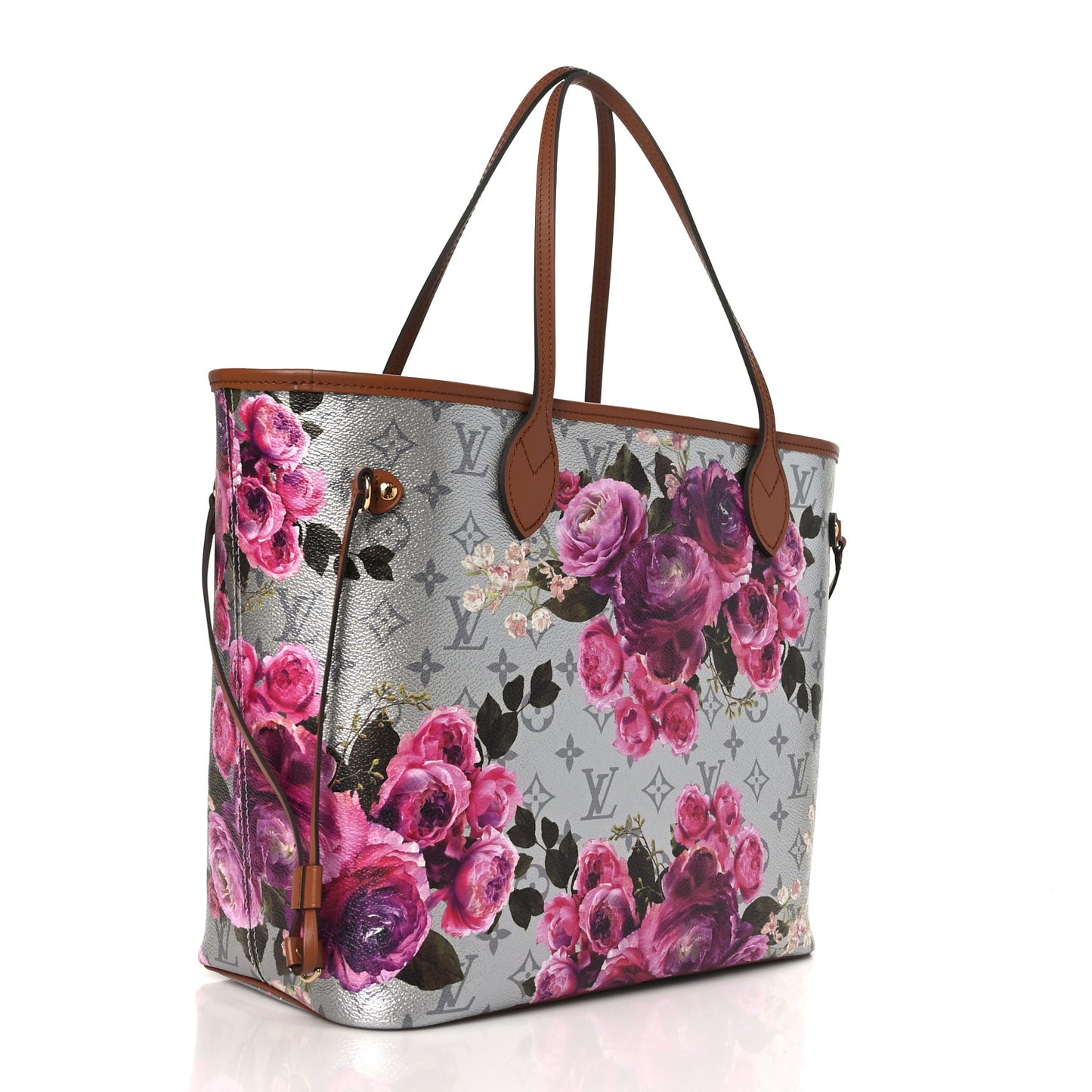 Metallic Monogram LV Garden Neverfull MM Silver