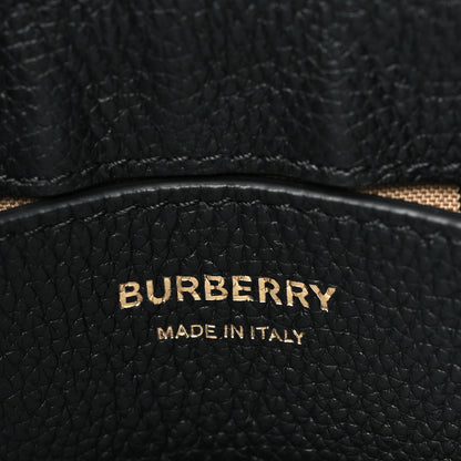 Burberry Coated Canvas Calfskin Vintage Check Medium Note Crossbody Bag Black 6 of 9