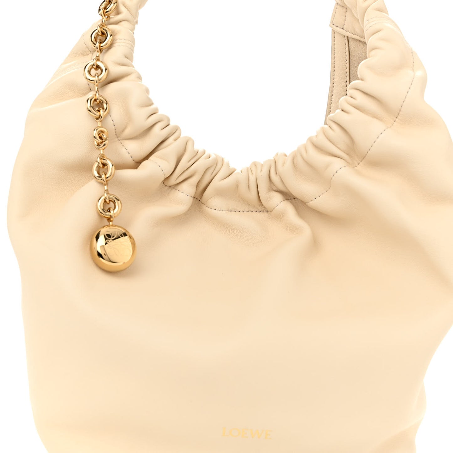 Buttery Nappa Lambskin Small Squeeze Bag Chalk