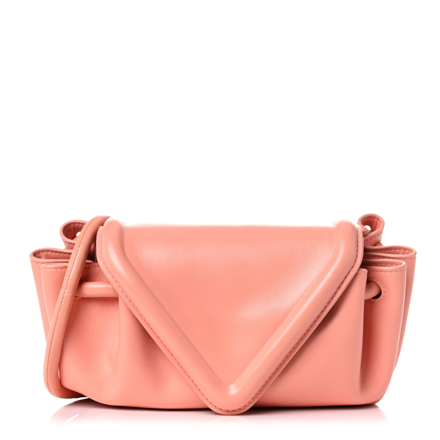 Bottega Veneta Lambskin Small Beak Triangle Flap Shoulder Bag Peachy Silver 1 of 8
