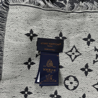 Louis Vuitton Cotton Wool Silk My Daily Denim Shawl Gray 2 of 3