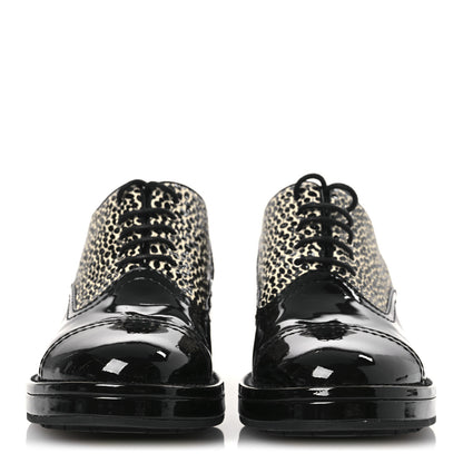 Chanel Patent CC Lace Up Oxfords 38.5 Black White 3 of 12